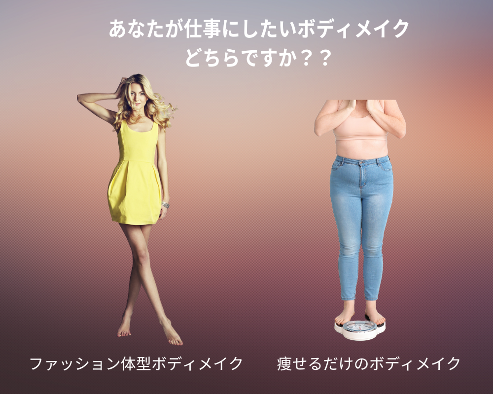 あなたの仕事にしたいボディメイクはどちら？ファッションボディメイク　痩せるだけのボディメイク